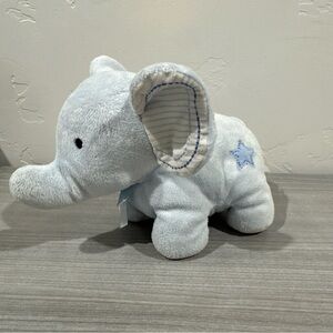 Carters Just One Year Blue Elephant Stuffed Plush Toy Star Striped